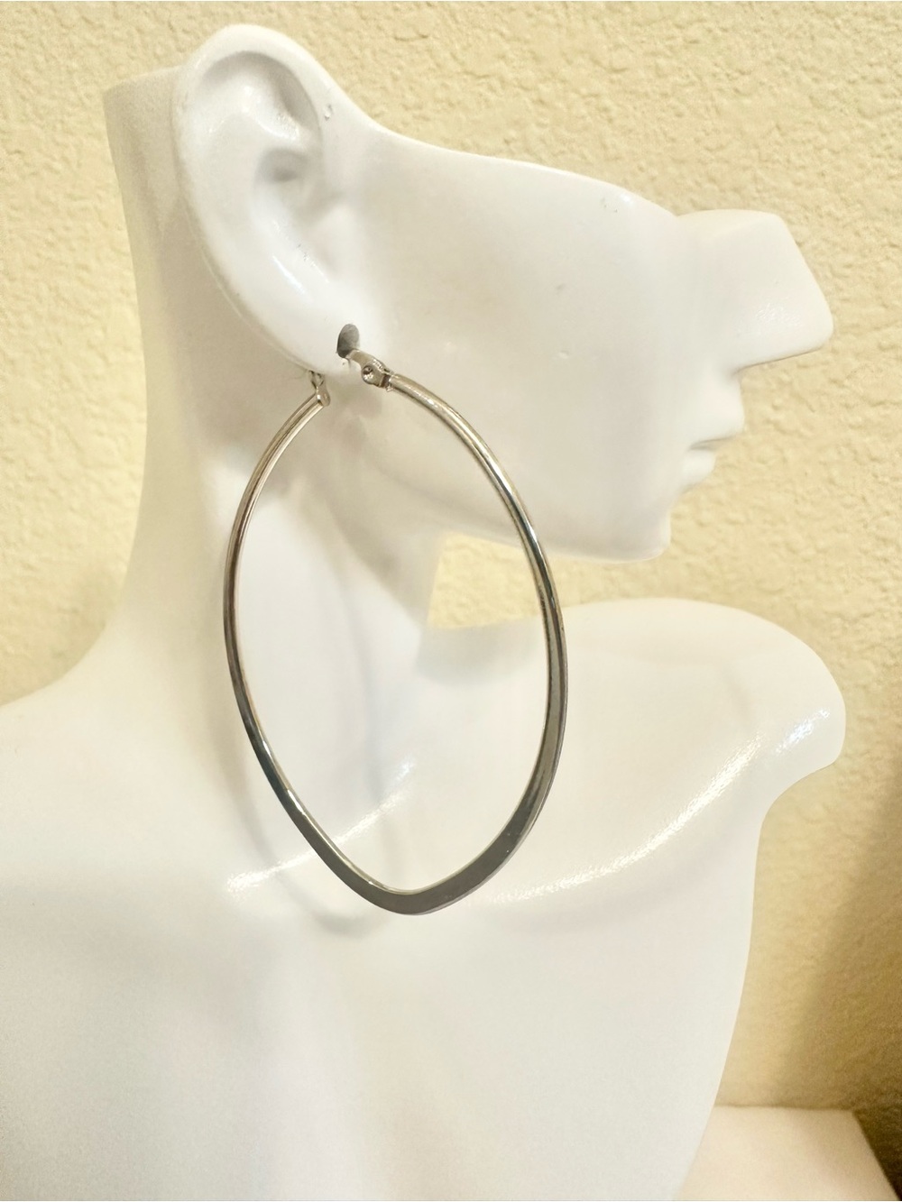 Stainless Steel Large Oval Hoop Earrings